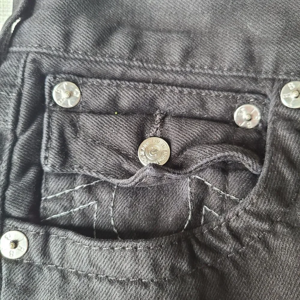 True Religion Straight Black Jeans Men's 30x32 USA Fabric Mexico Flap Pocket
